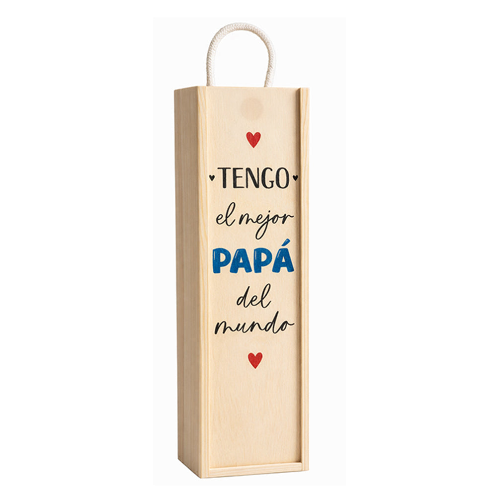 Caja de madera para vino para papá con diseño especial