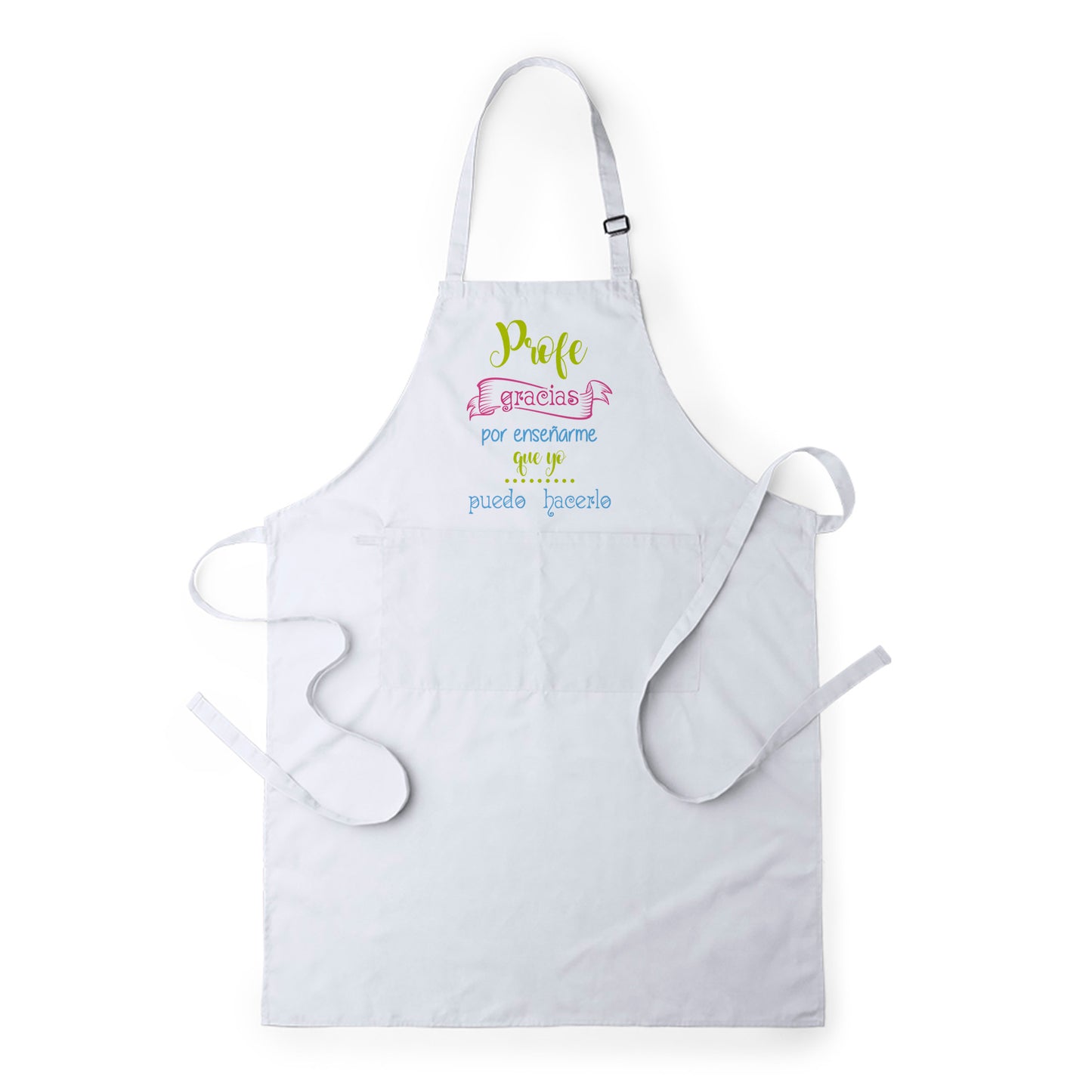 Delantal para profesora con frase Profe gracias por enseñarme que yo puedo hacerlo