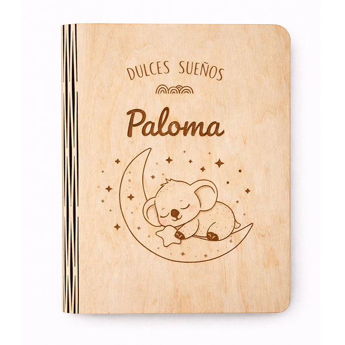 Lámpara libro infantil de madera personalizada con nombre
