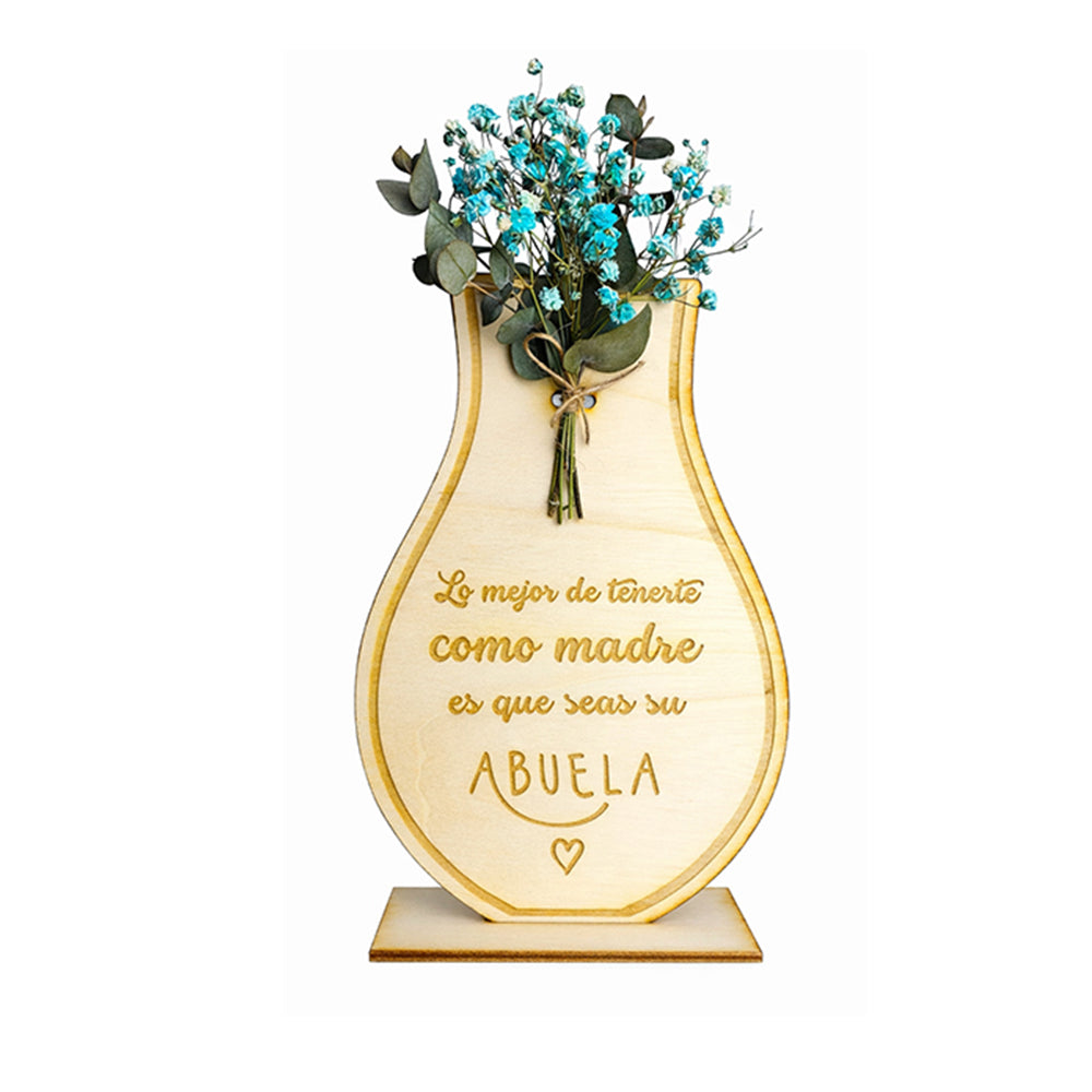 Madera personalizada con forma de florero para abuela