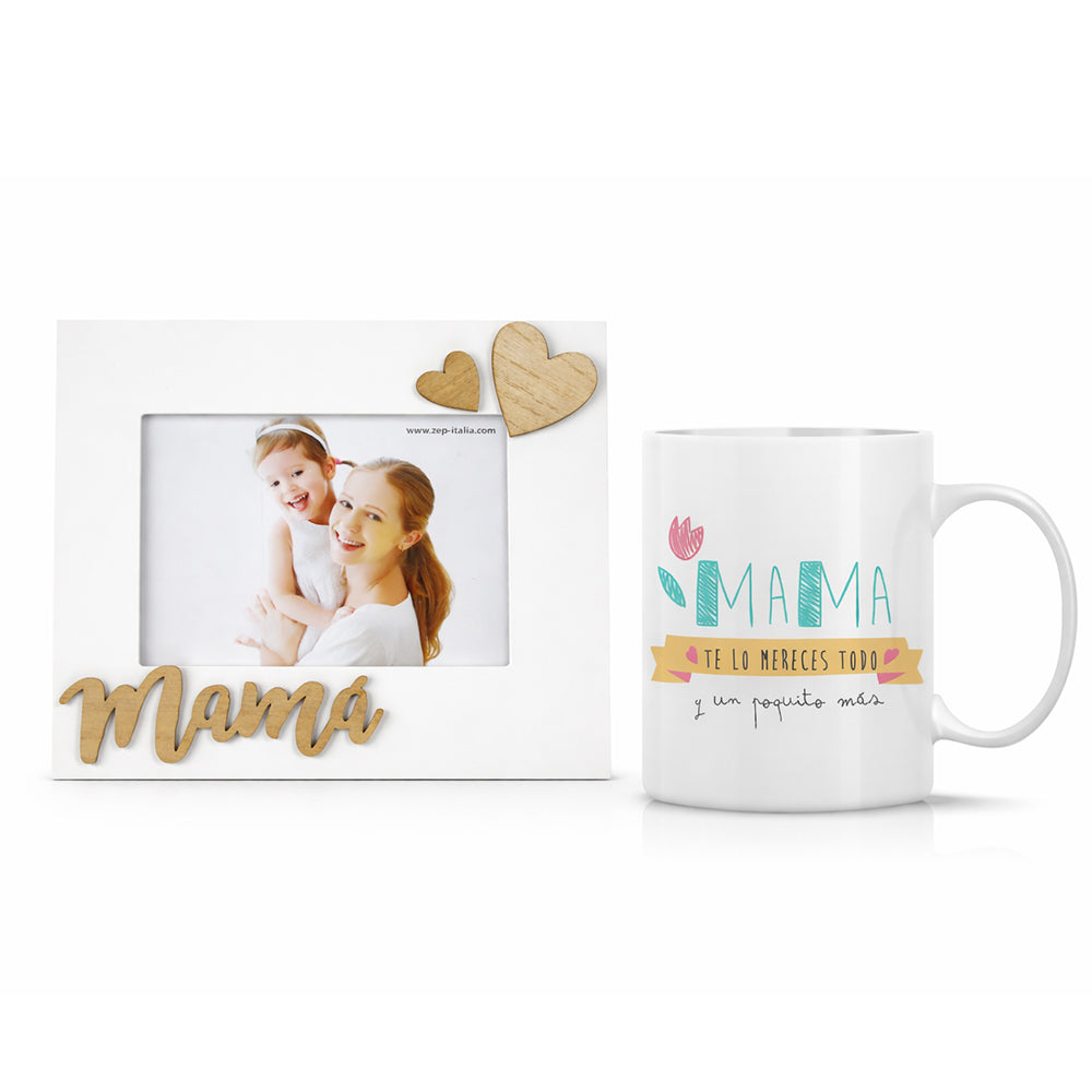Pack para mamá con marco de fotos y taza original