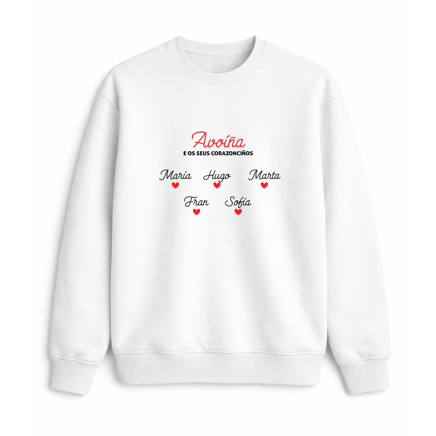 Sudadera avoíña personalizada cos nomes dos netos regalo emotivo