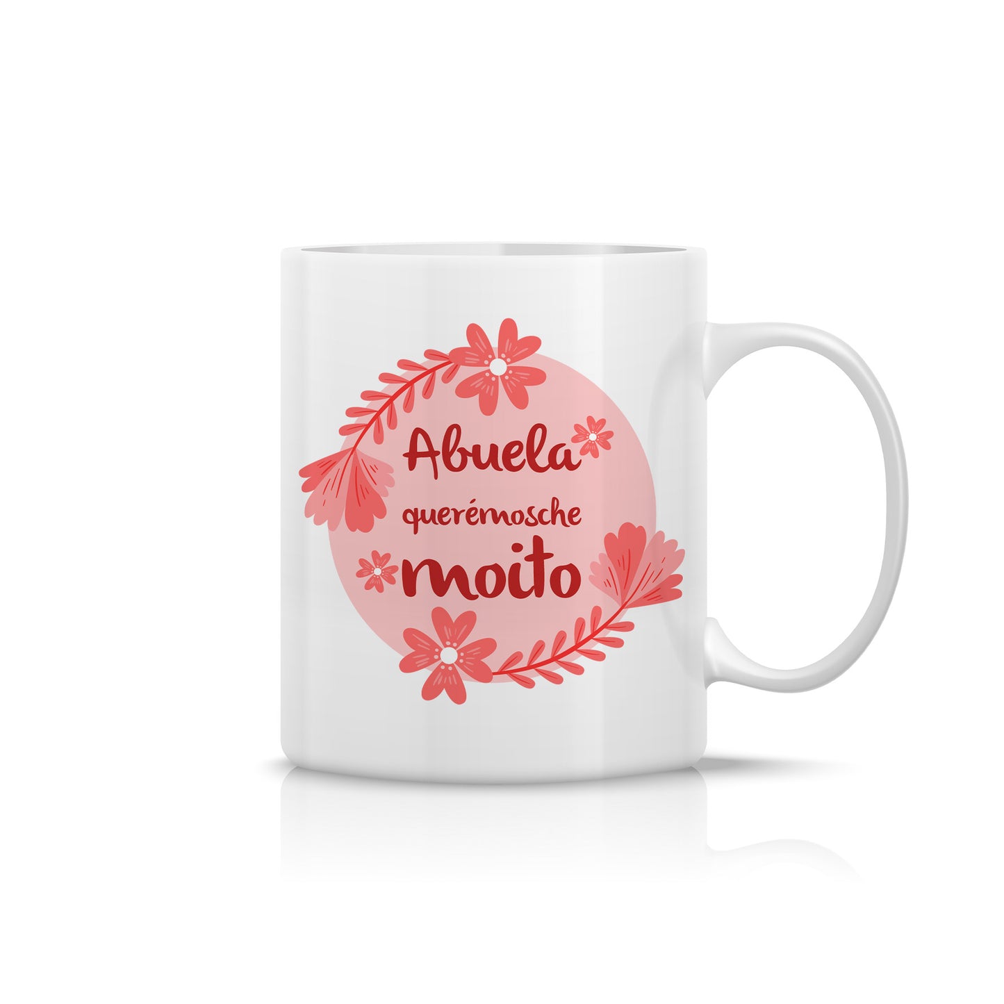 Taza para abuela “Abuela, querémosche moito” con flores – Regalo emotivo