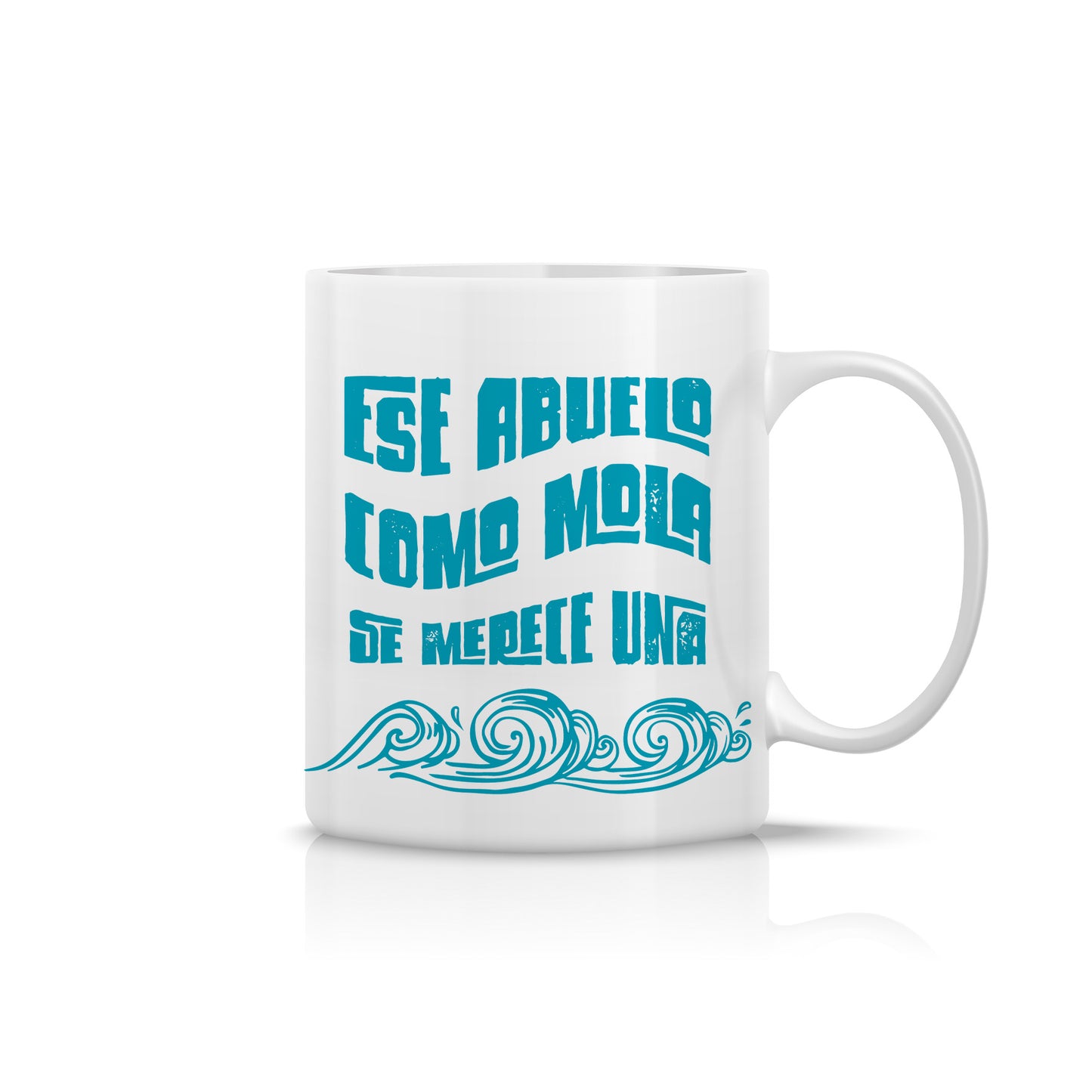 Taza “Ese Abuelo como Mola” – Diseño Azul con Olas (Estilo Mar)