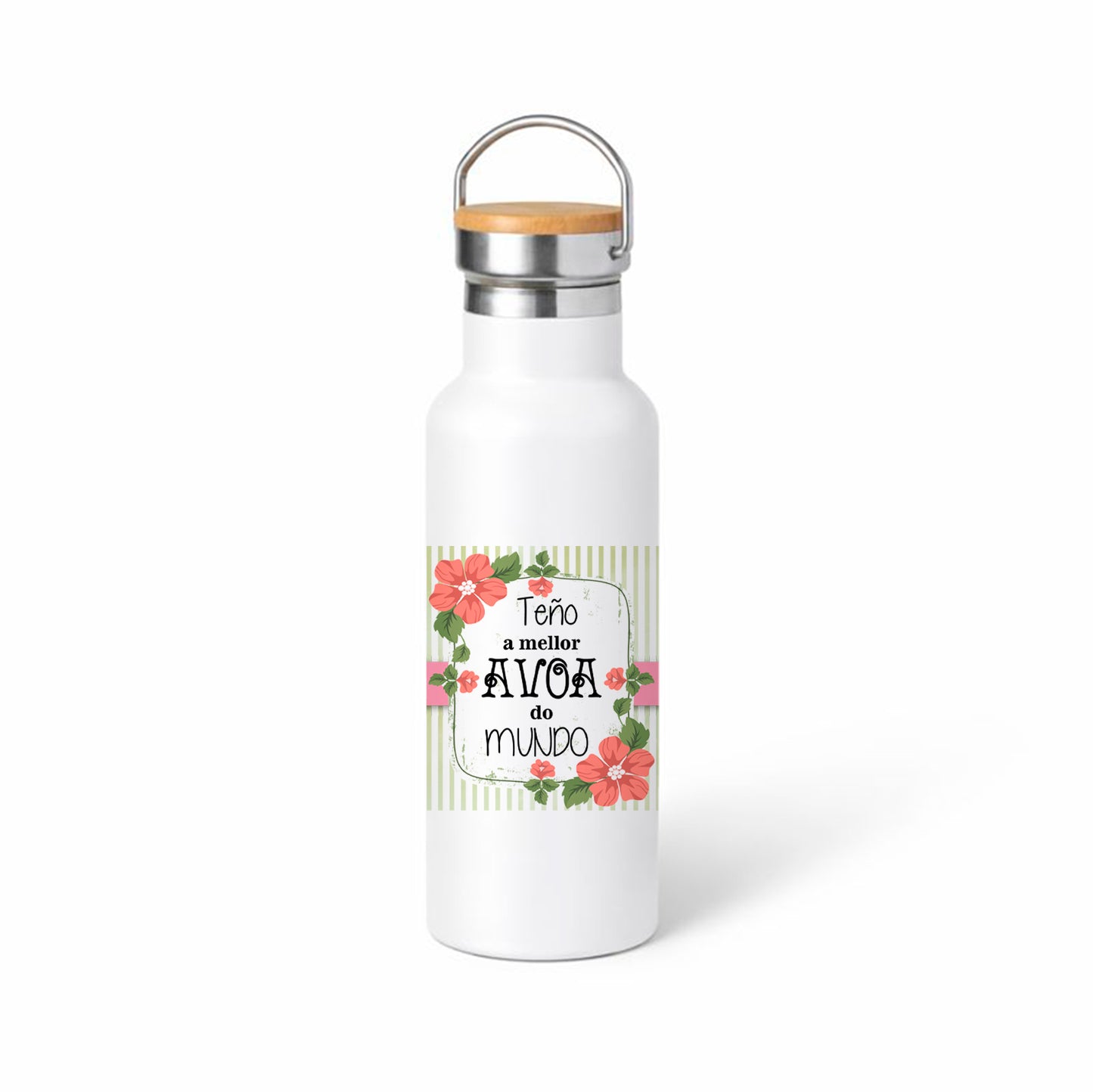Termo floral para avóa “Teño a mellor avóa do mundo” – diseño en gallego