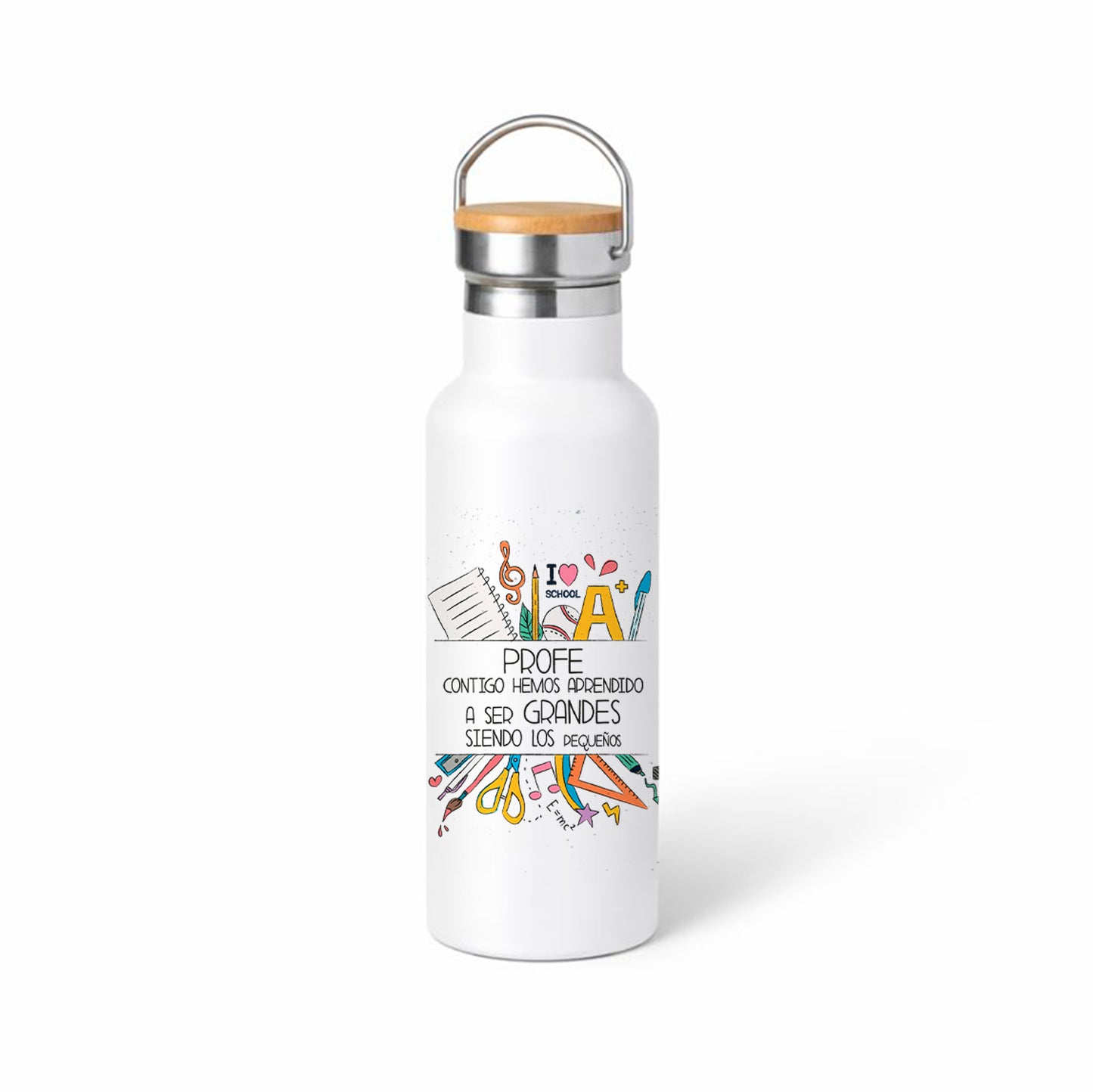Termo para profe “Aprendimos a ser grandes” – diseño escolar colorido (gracias)