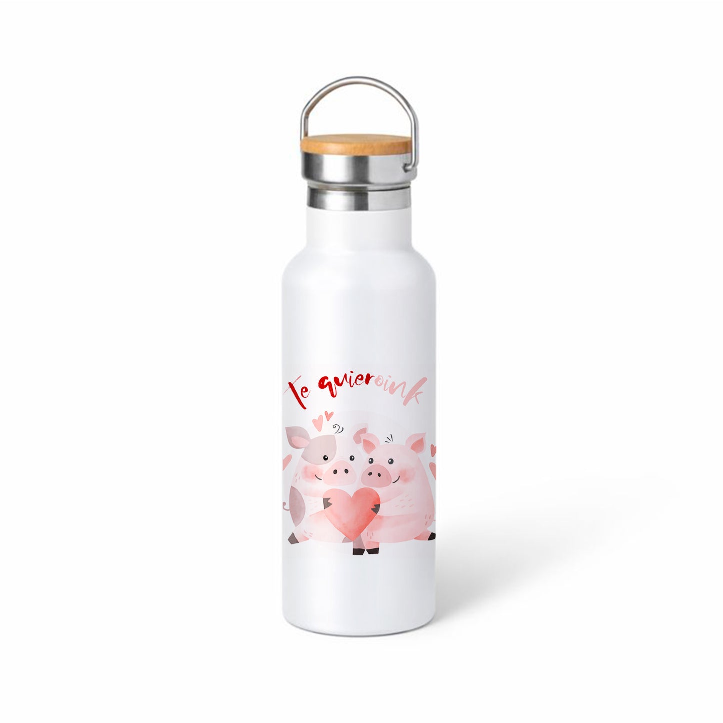 Termo “Te quiero” – diseño cute con cerditos y corazón (romántico)