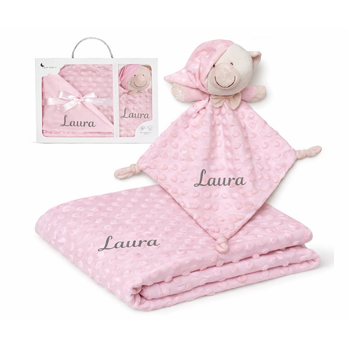Set de manta y dou dou personalizado para bebé con nombre