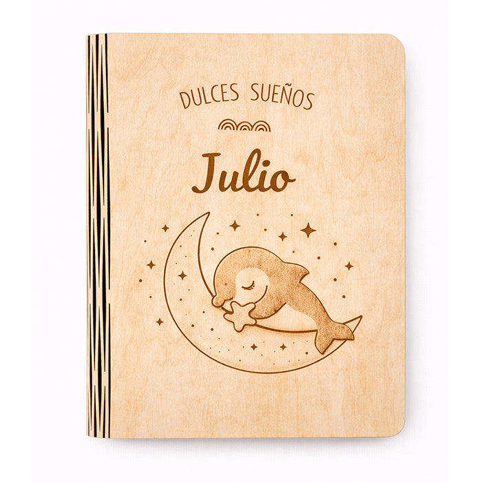 Lámpara libro infantil de madera personalizada con nombre