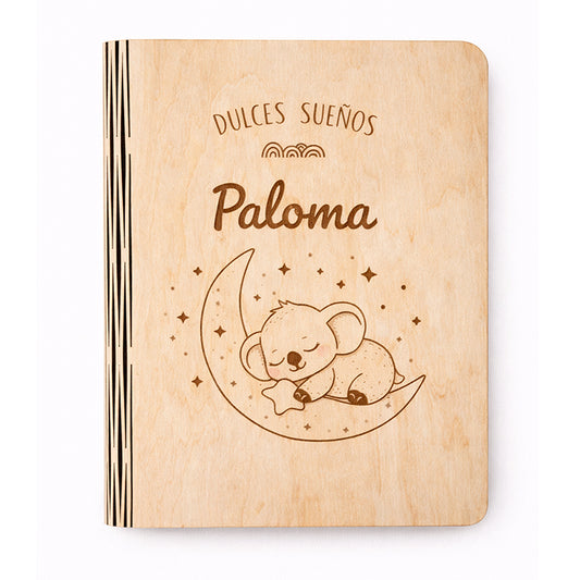 Lámpara libro infantil de madera personalizada con nombre