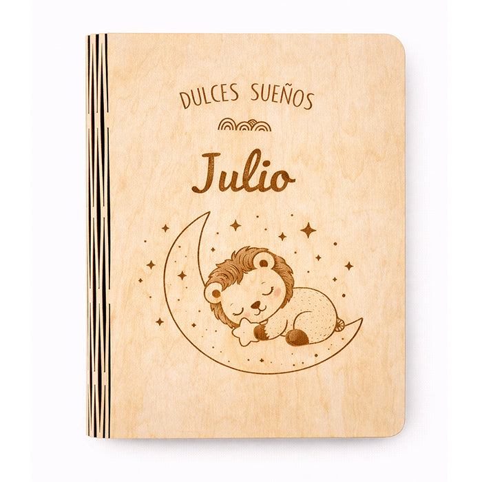 Lámpara libro infantil de madera personalizada con nombre