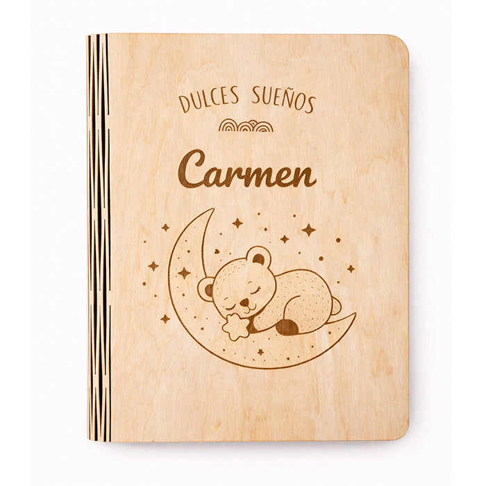 Lámpara libro infantil de madera personalizada con nombre