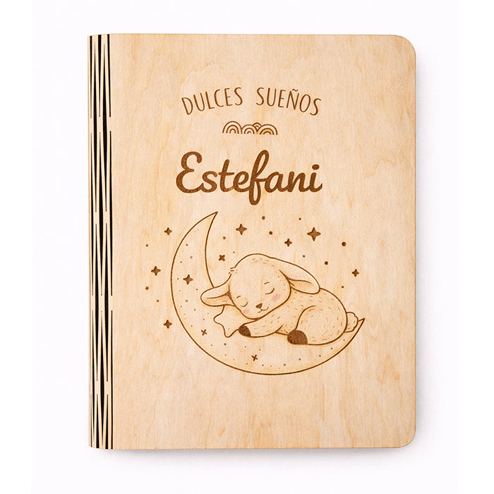 Lámpara libro infantil de madera personalizada con nombre