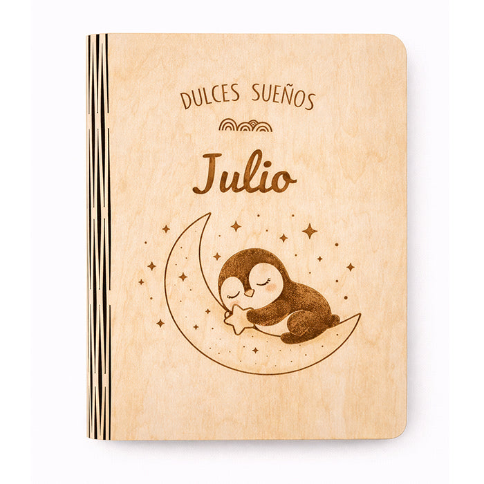 Lámpara libro infantil de madera personalizada con nombre