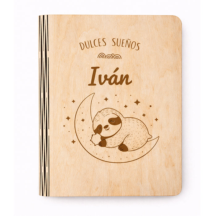 Lámpara libro infantil de madera personalizada con nombre