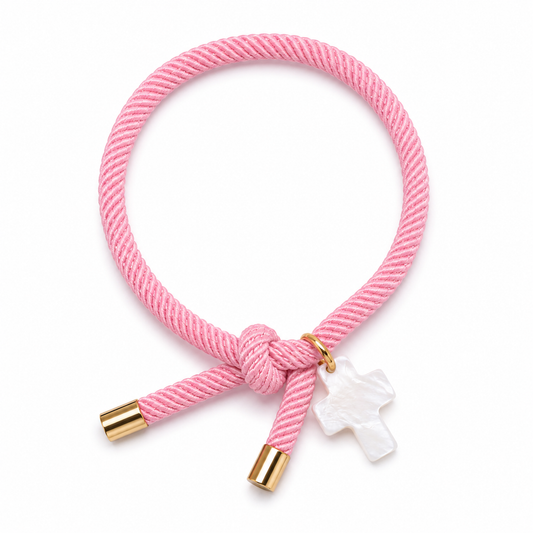 Pulsera de comunión con cruz de nácar niña
