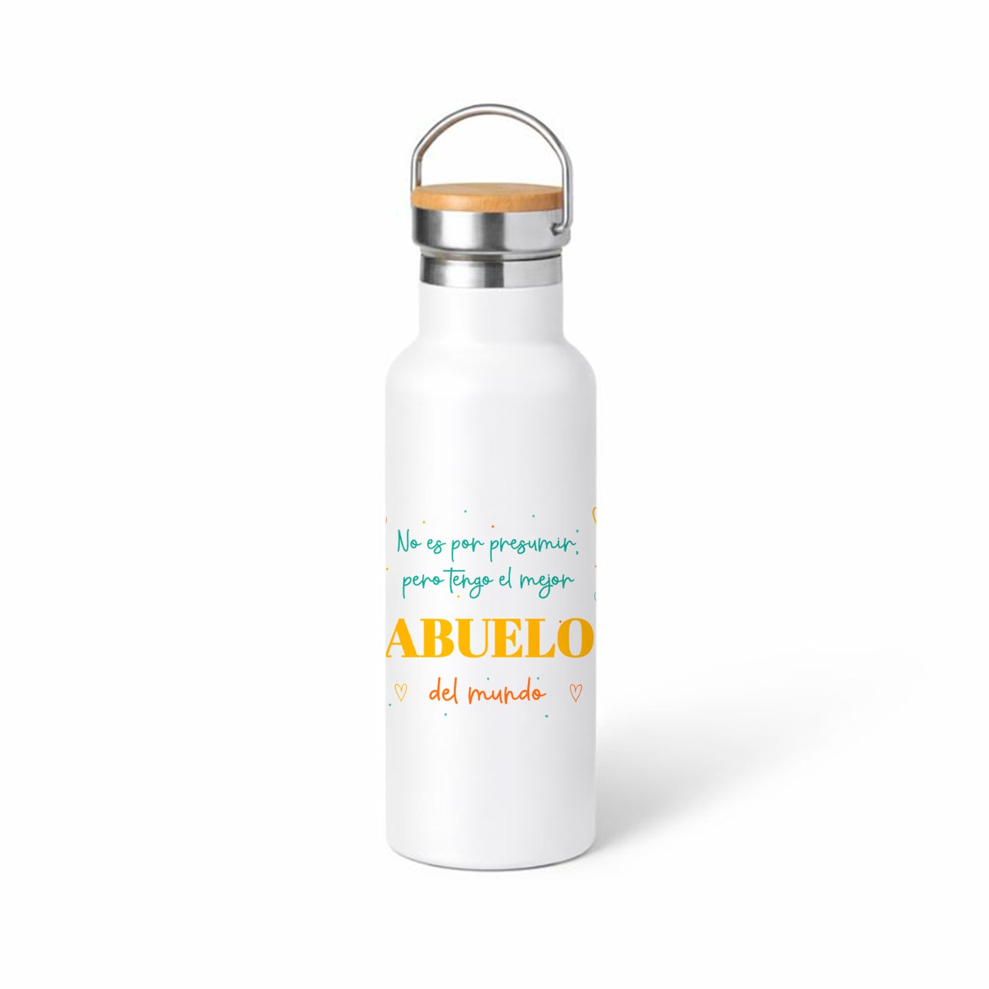 Botella térmica “No es por presumir, tengo el mejor abuelo del mundo” – tapa bambú