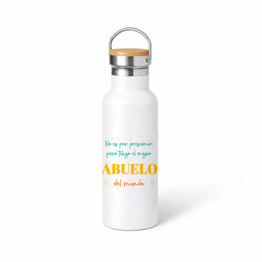 Botella térmica “No es por presumir, tengo el mejor abuelo del mundo” – tapa bambú