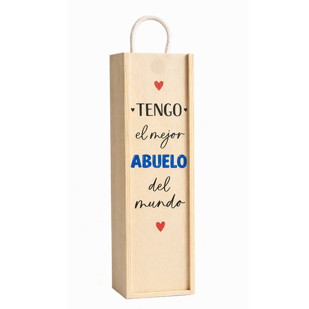 Caja de madera para vino para abuelo con diseño especial