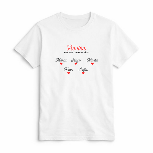 Camiseta Avoíña e os Seus Corazonciños Personalizada