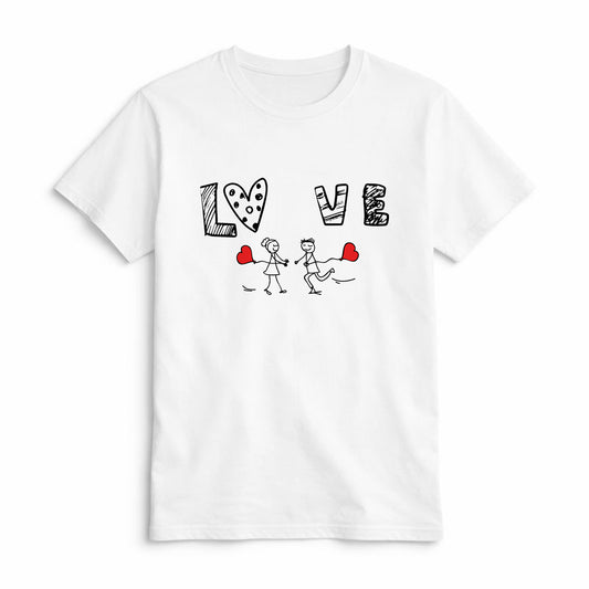 Camiseta Love con Pareja y Corazones
