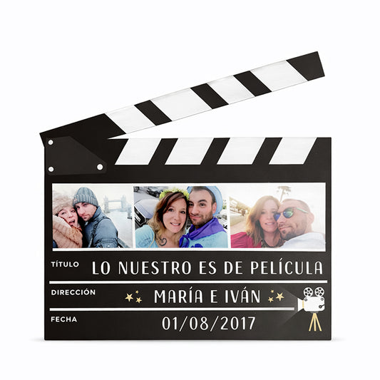 Claqueta personalizada con fotos para parejas
