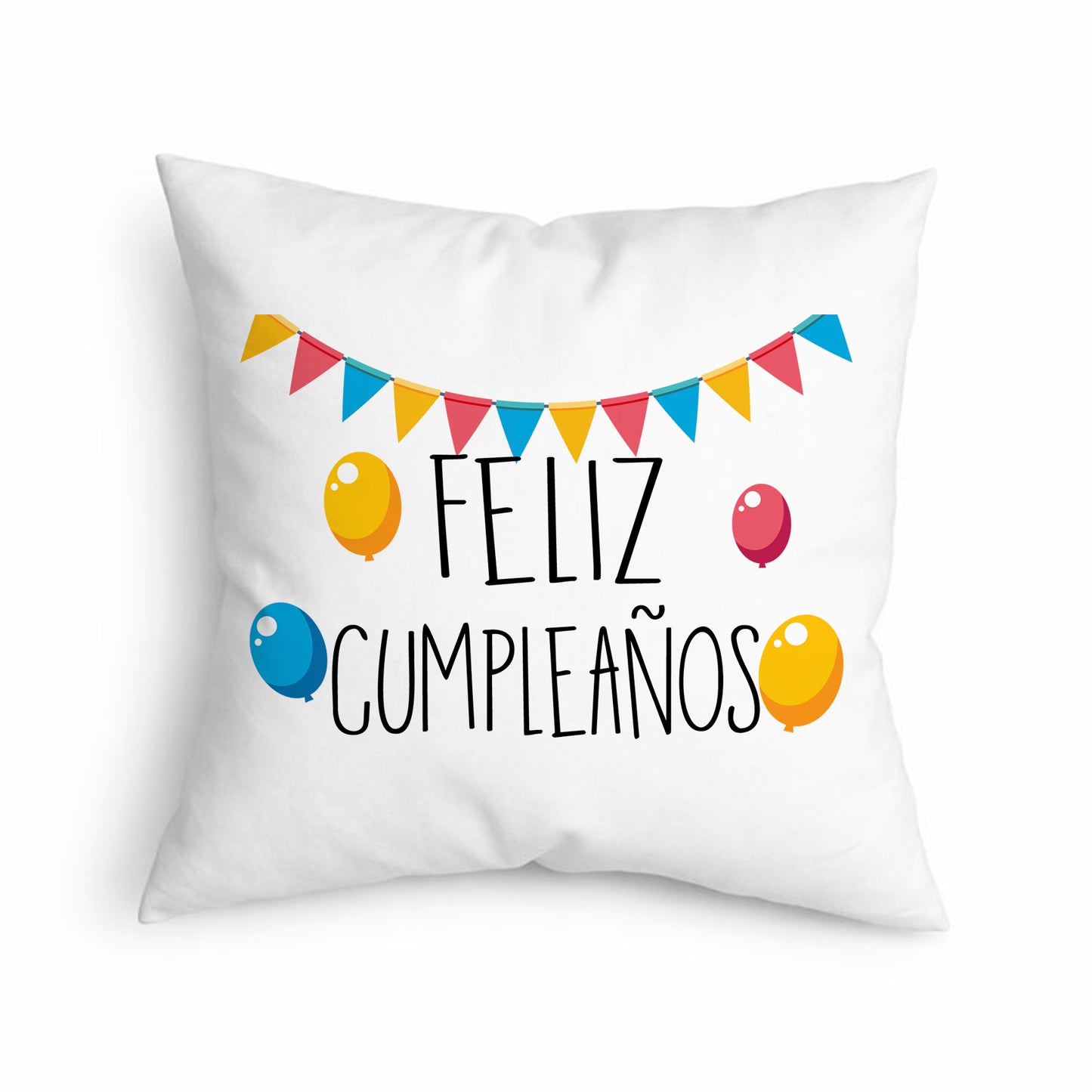 Cojín Feliz Cumpleaños con Globos y Guirnalda