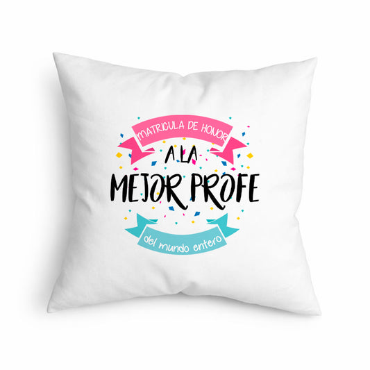 Cojín Divertido para Profe “La Mejor Profe del Mundo” – Regalo Original