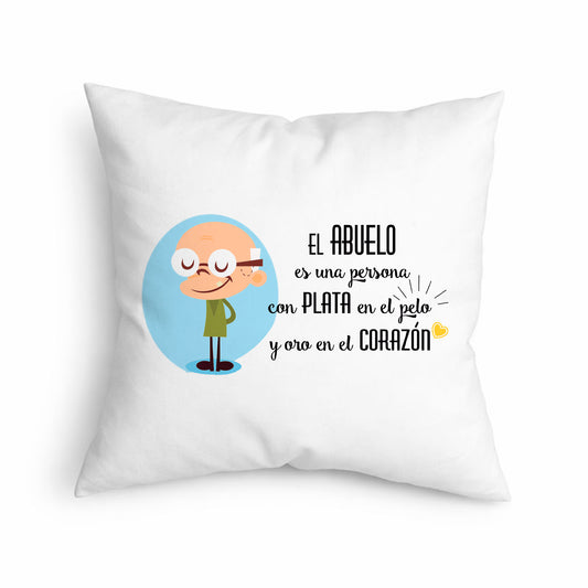 Cojín para abuelo “Plata en el pelo y oro en el corazón”
