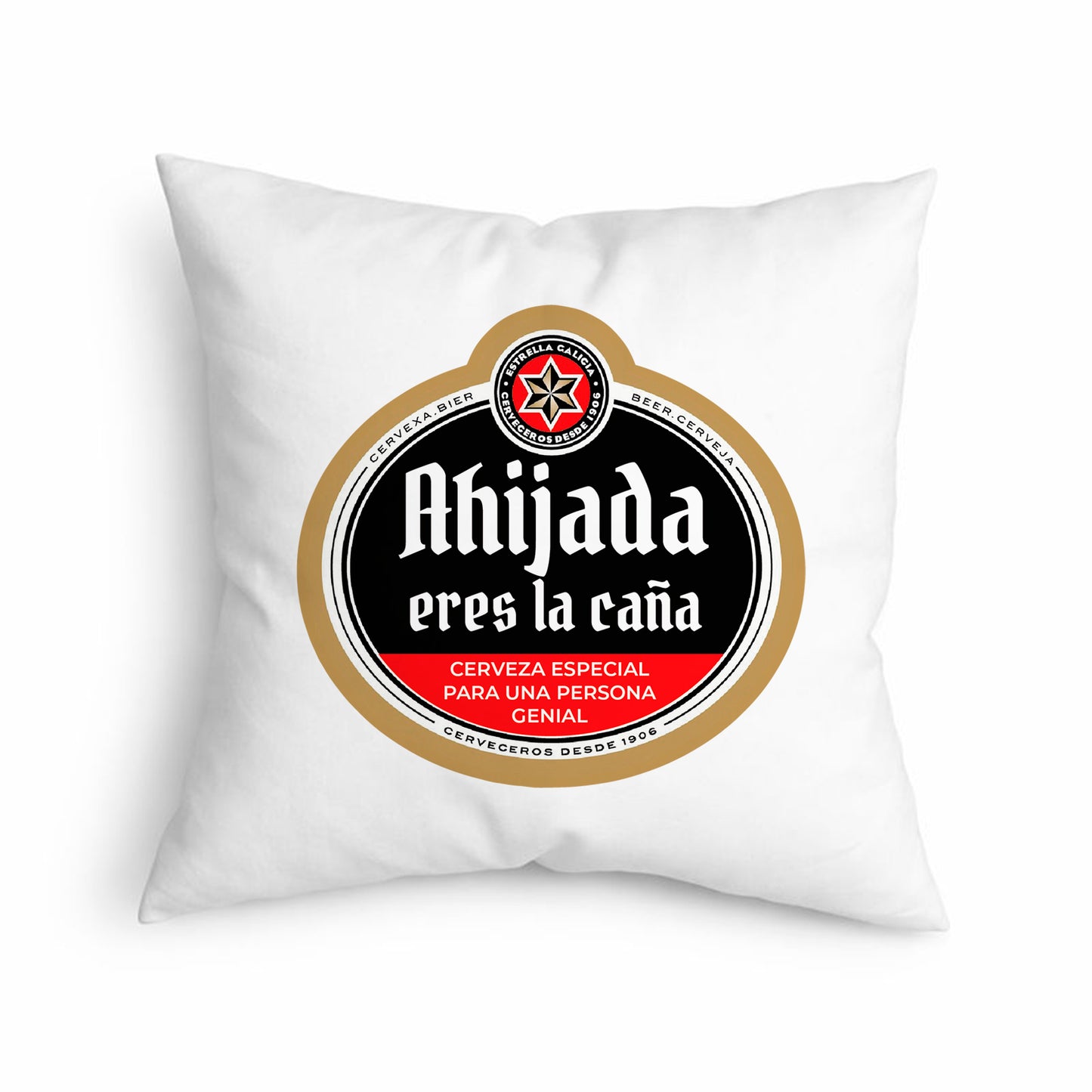 Cojín Regalo Original para Ahijada con Frase Divertida “Ahijada Eres la Caña”
