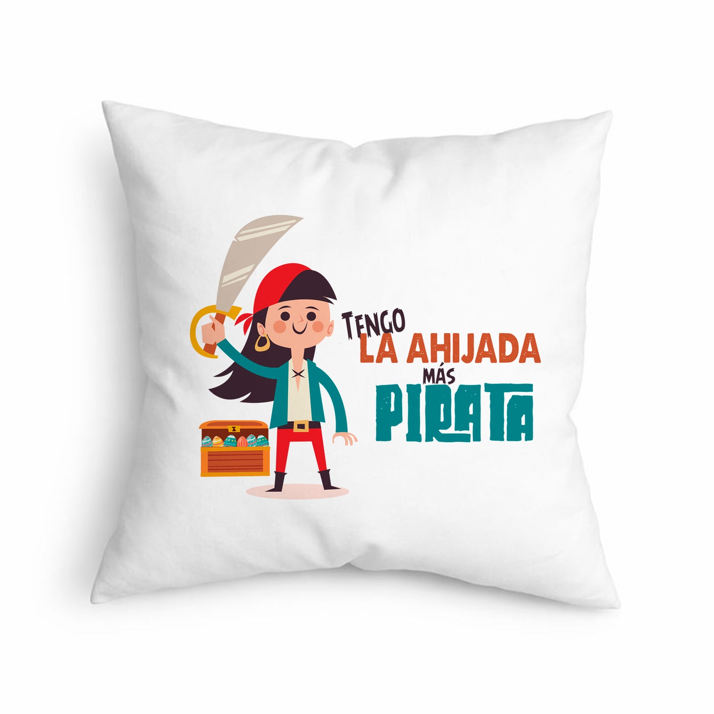 Cojín Regalo Original para Ahijada con Frase Única “La Ahijada Más Pirata”