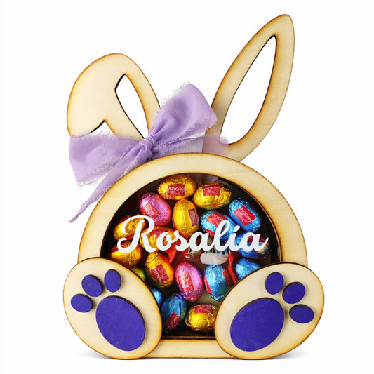 Conejo de Pascua de madera personalizado para huevos de chocolate