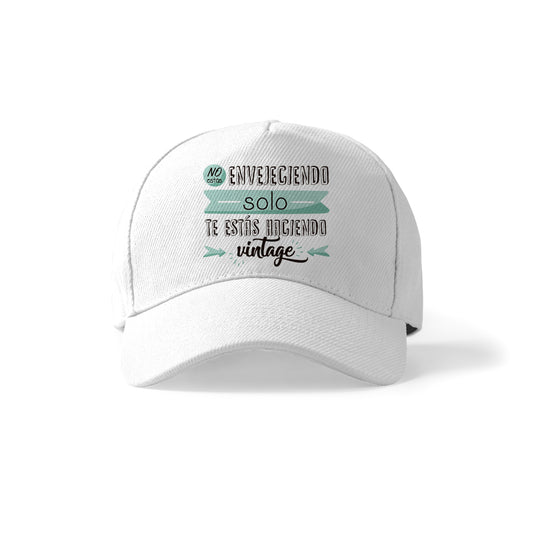 Gorra de cumpleaños con frase divertida “Te estás haciendo vintage” verde agua