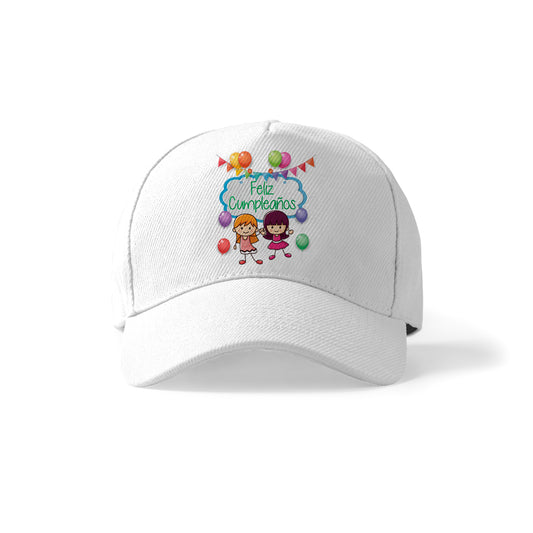 Gorra de cumpleaños infantil con frase “Feliz Cumpleaños”