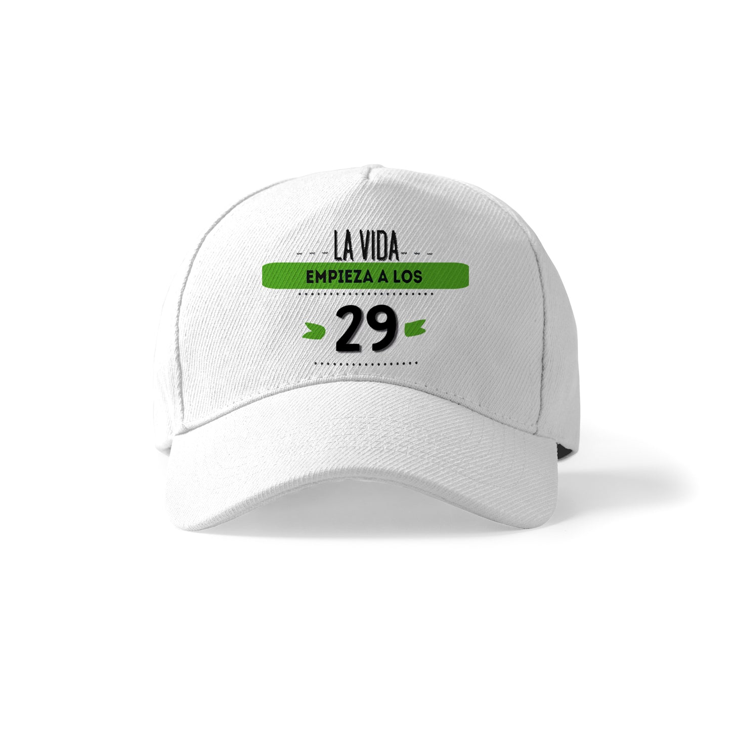 Gorra de cumpleaños con frase “La vida empieza a los 29”