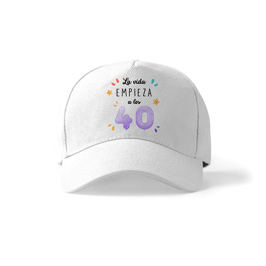 Gorra de 40 cumpleaños con frase “La vida empieza a los 40”