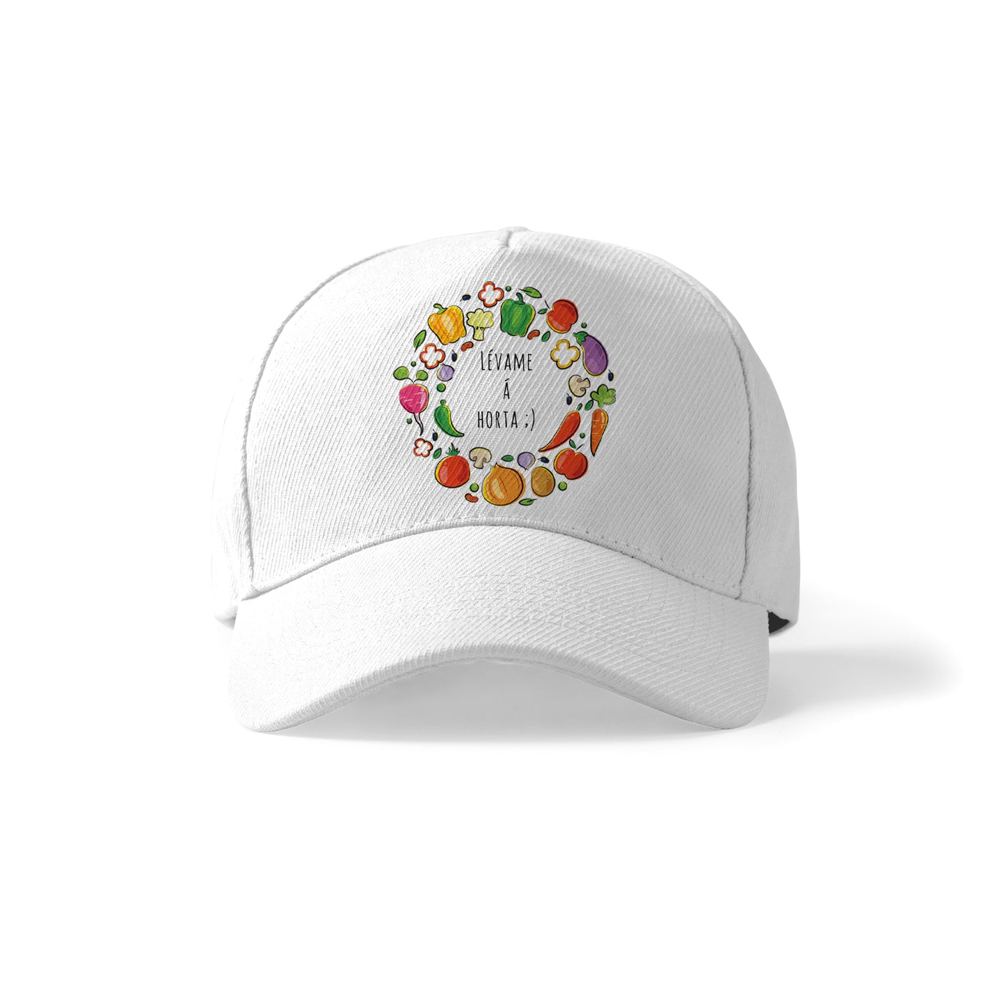 Gorra divertida con verduras y frase “Llévame a la huerta”