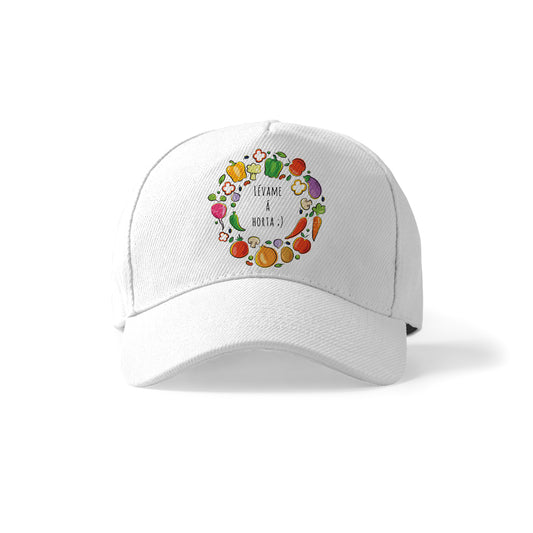 Gorra divertida con verduras y frase “Llévame a la huerta”