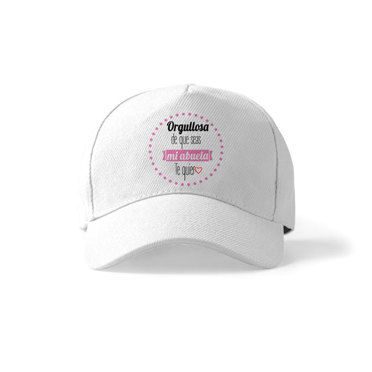 Gorra para abuela con frase emotiva “Orgullosa de que seas mi abuela”