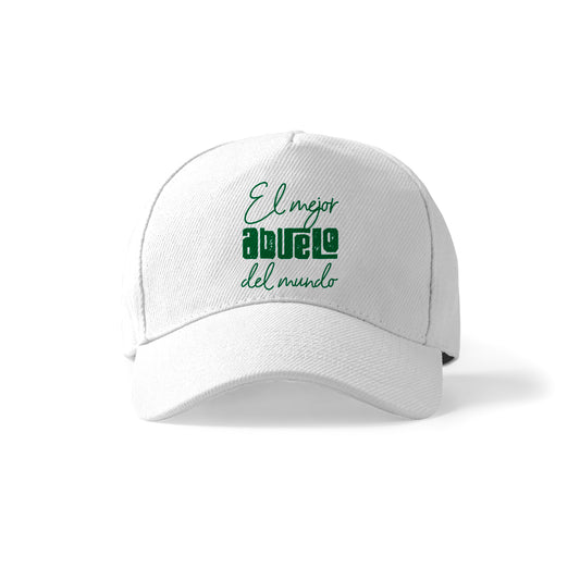 Gorra abuelo con tipografía verde “El mejor abuelo del mundo”