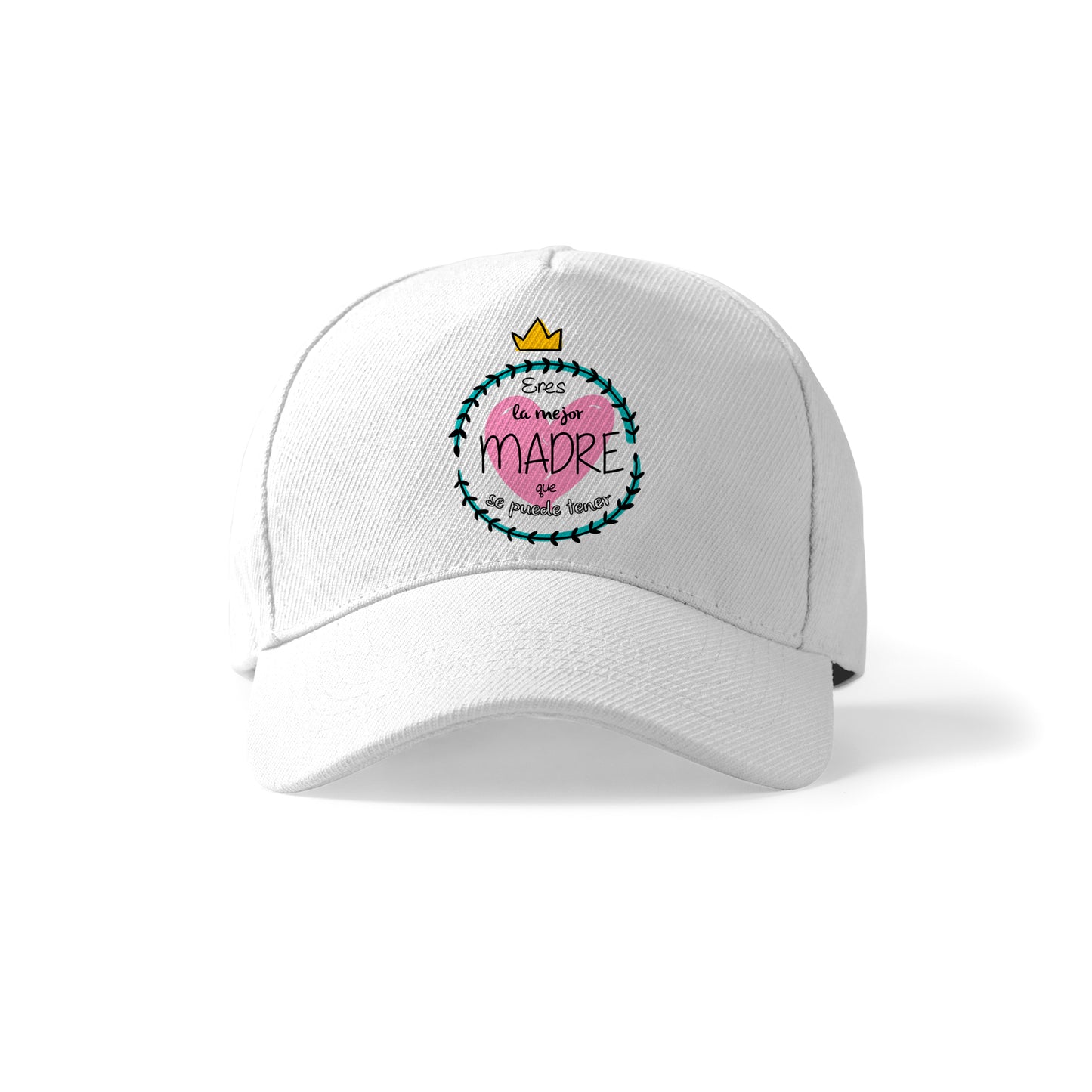 Gorra blanca para mamá con corazón y frase “La mejor madre”