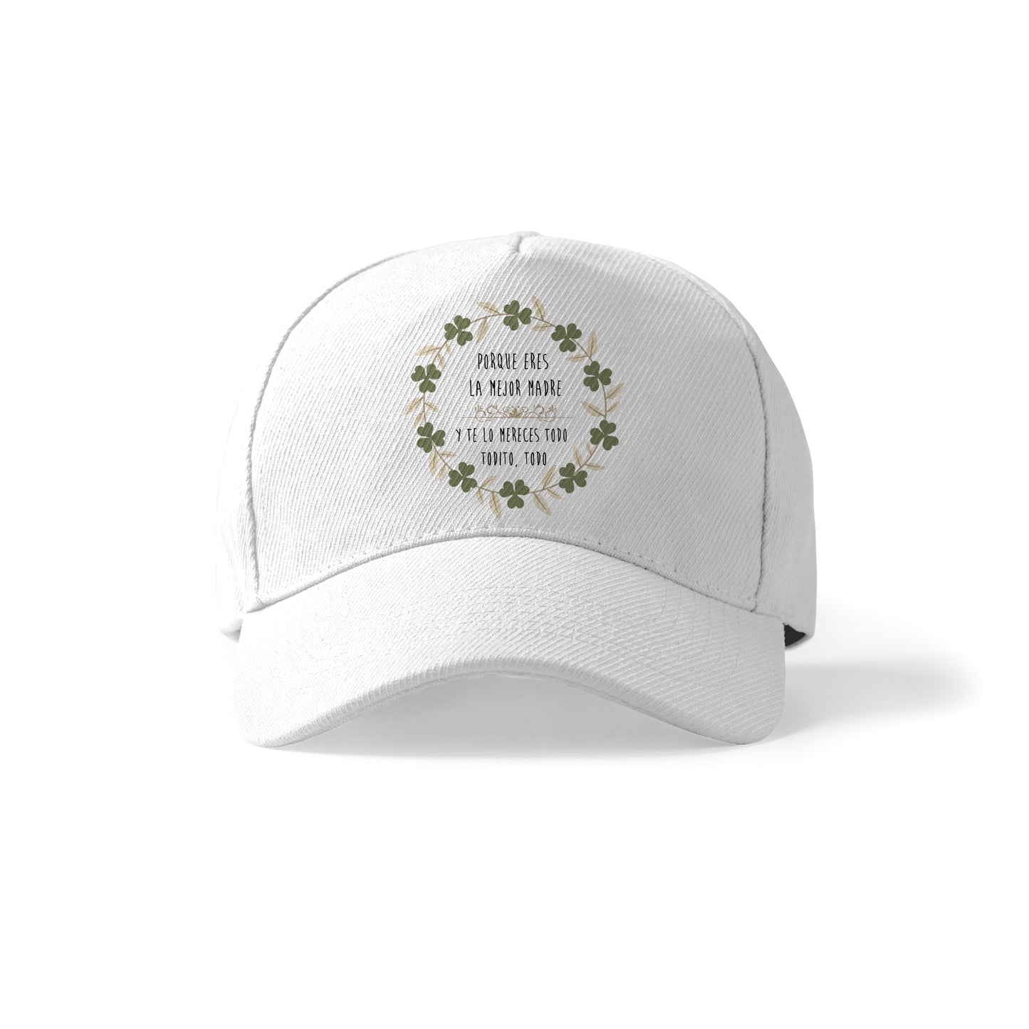 Gorra para mamá con frase bonita y detalle de tréboles