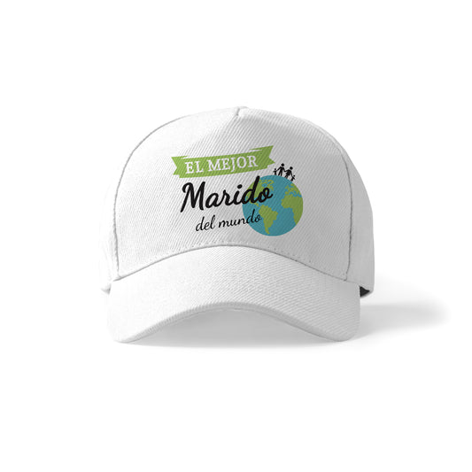 Gorra para marido con frase “El mejor marido del mundo” y diseño globo