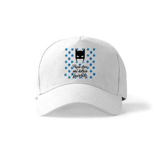 Gorra blanca para papá con diseño de héroe y estrellas azules