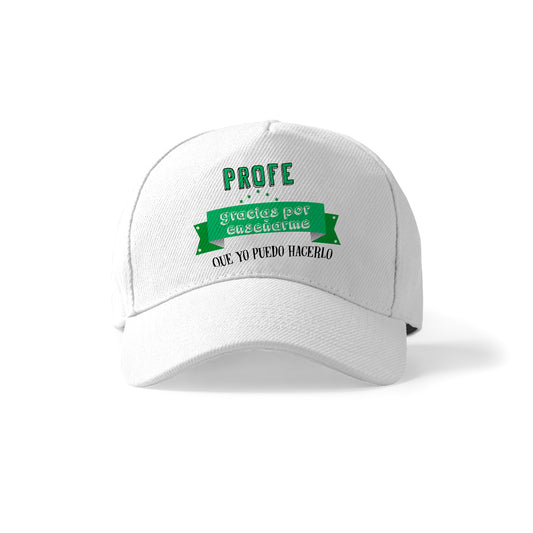 Gorra para profesor con frase “Gracias por enseñarme que yo puedo hacerlo” verde