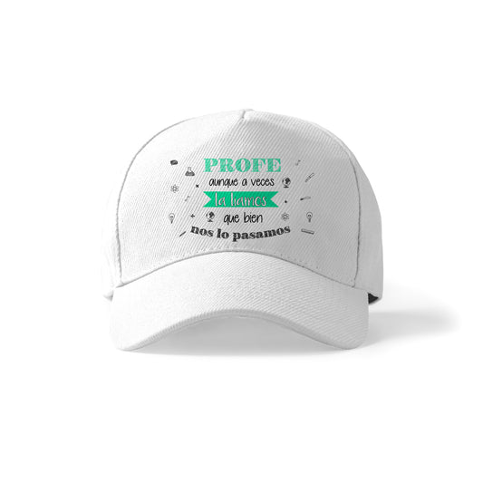 Gorra para profesora con frase divertida “Qué bien nos lo pasamos”