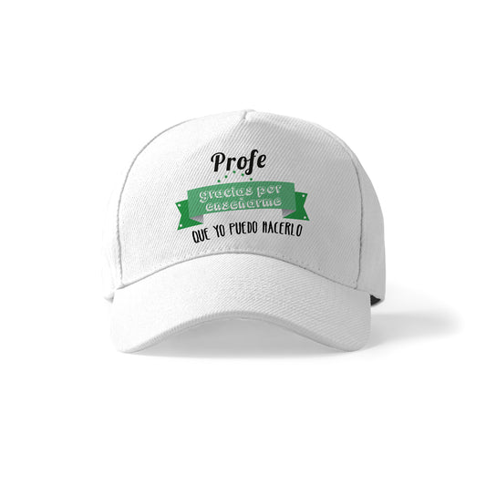Gorra para profesora con frase “Gracias por enseñarme que yo puedo hacerlo” verde