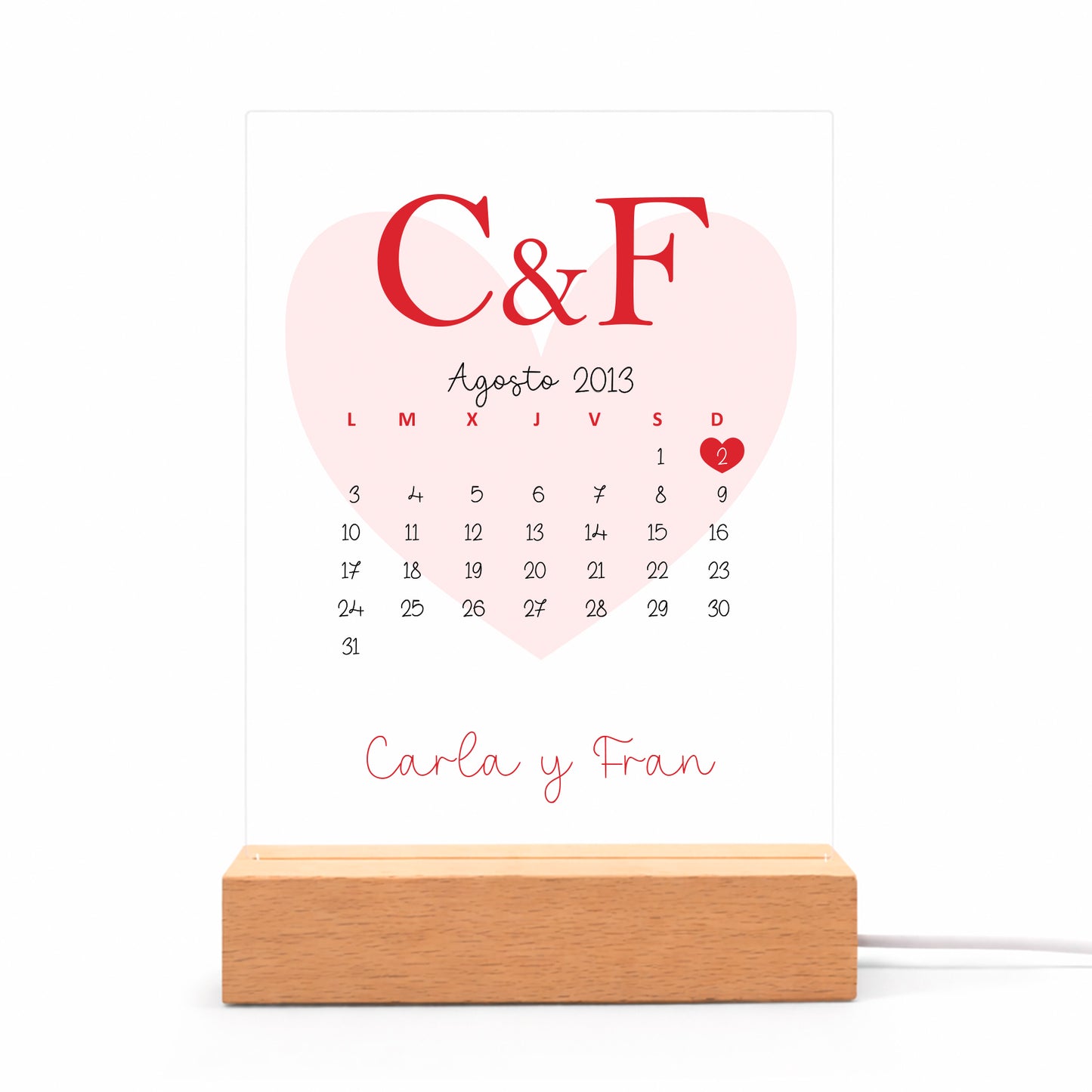 Lámpara LED calendario personalizada con foto