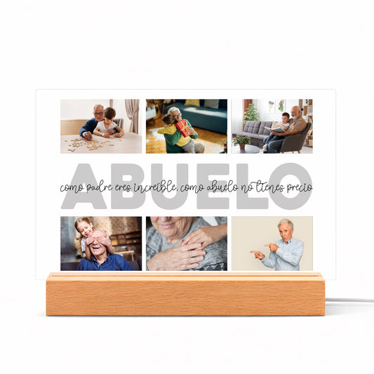 Lámpara LED personalizada para abuelo con fotos