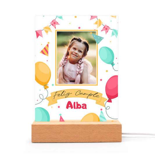Lámpara personalizada de cumpleaños con foto